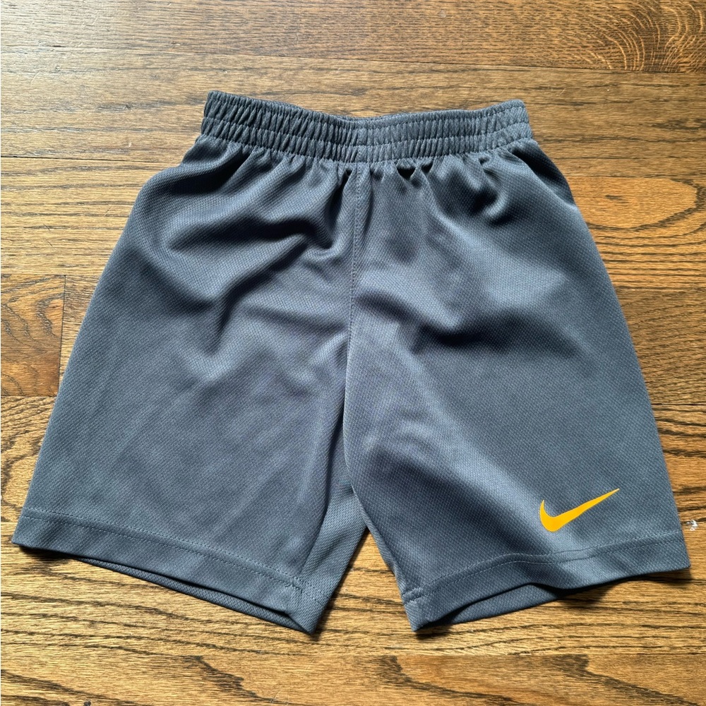 Nike Boys Shorts | Charcoal Gray w/ Orange Swoosh | Size 7